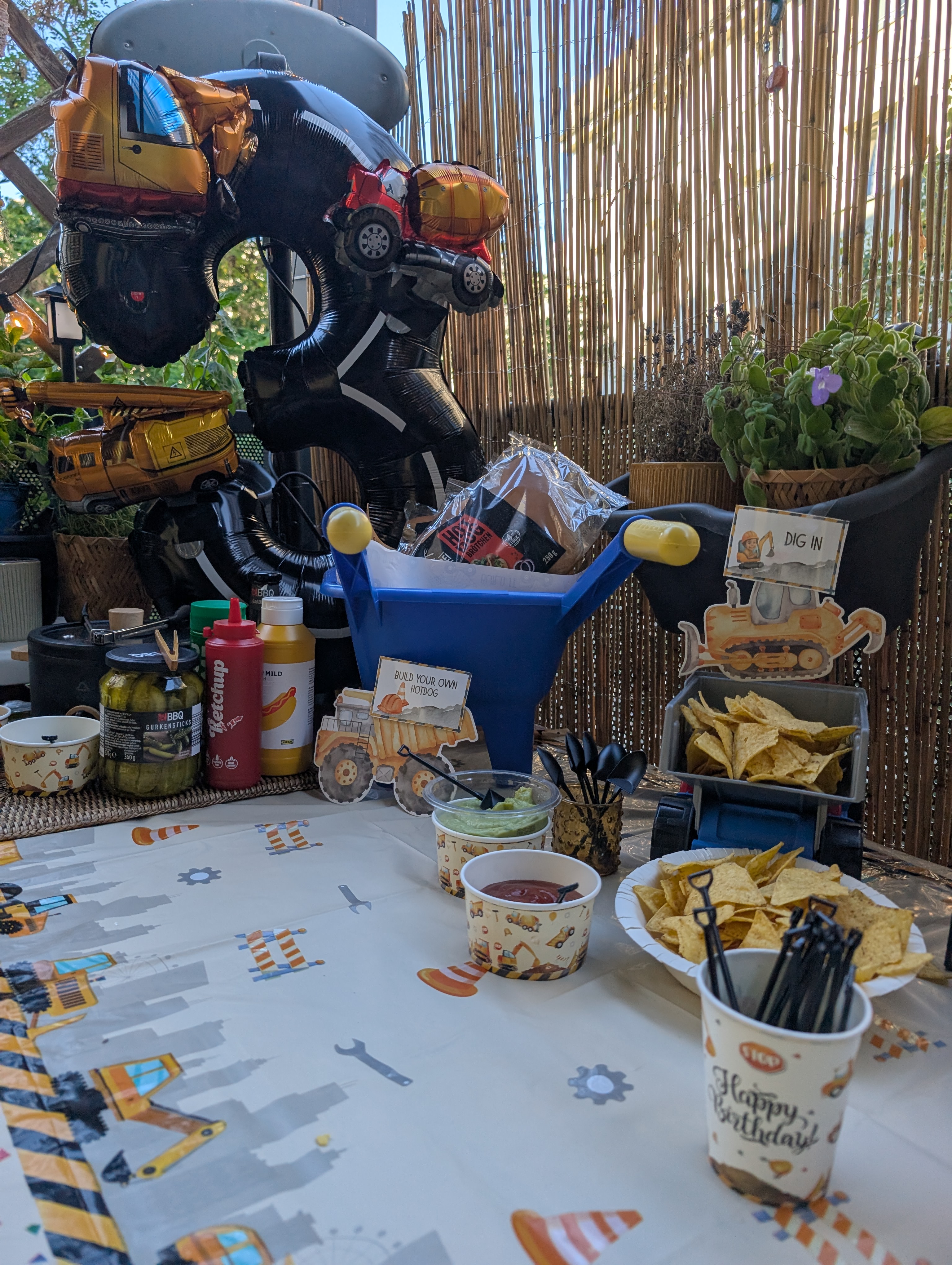Construction party table overhead view